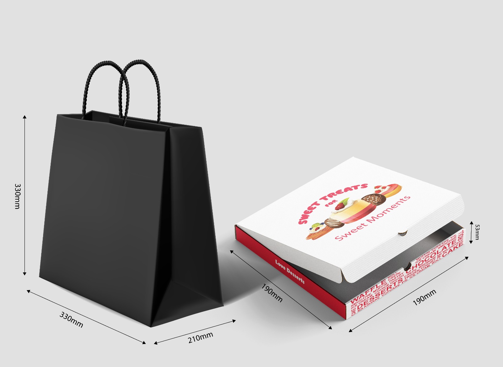 Black XLarge Twisted Handle 320x210x280