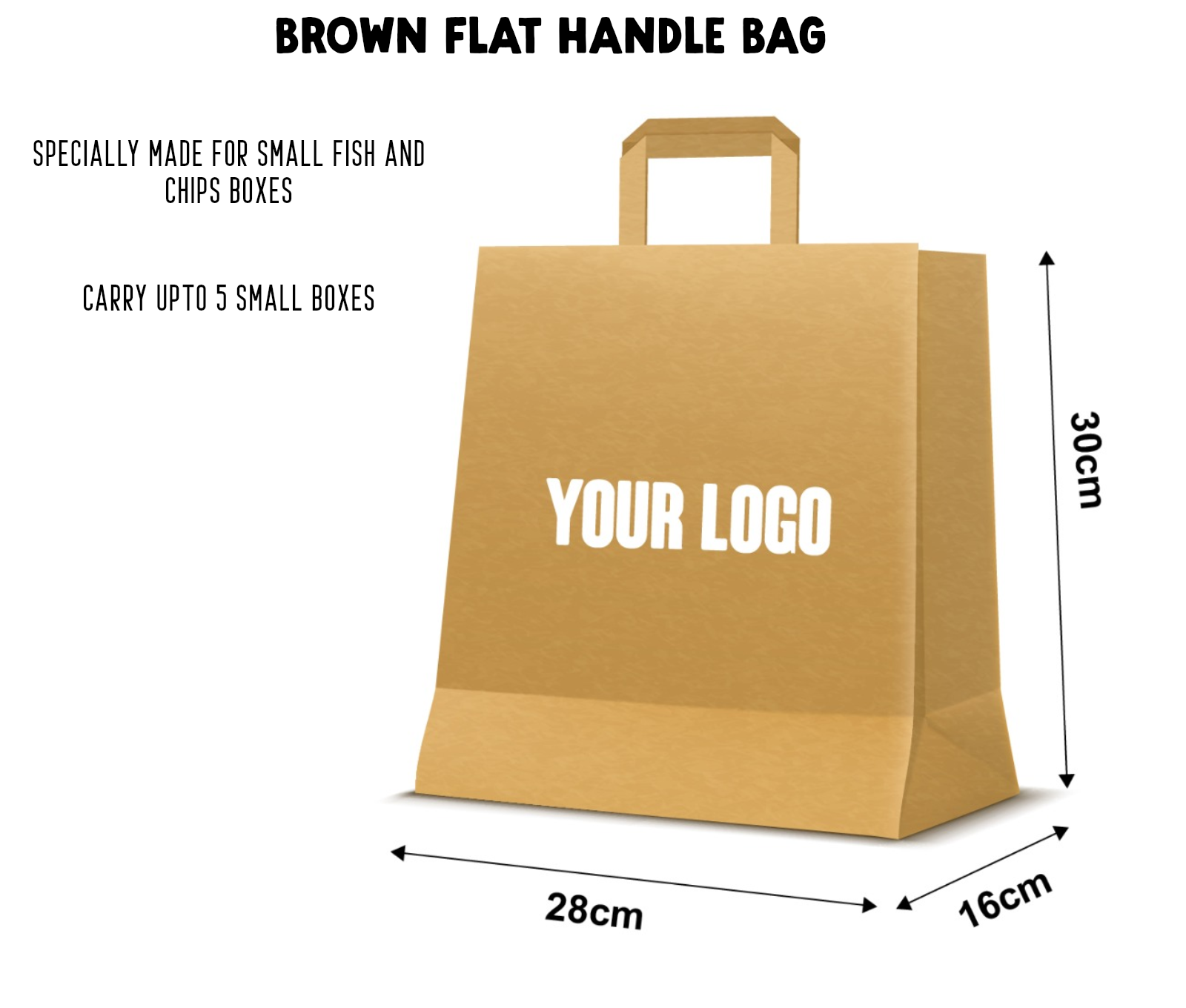 Brown Hanlde Bag for Small Fish and Chips Boxes