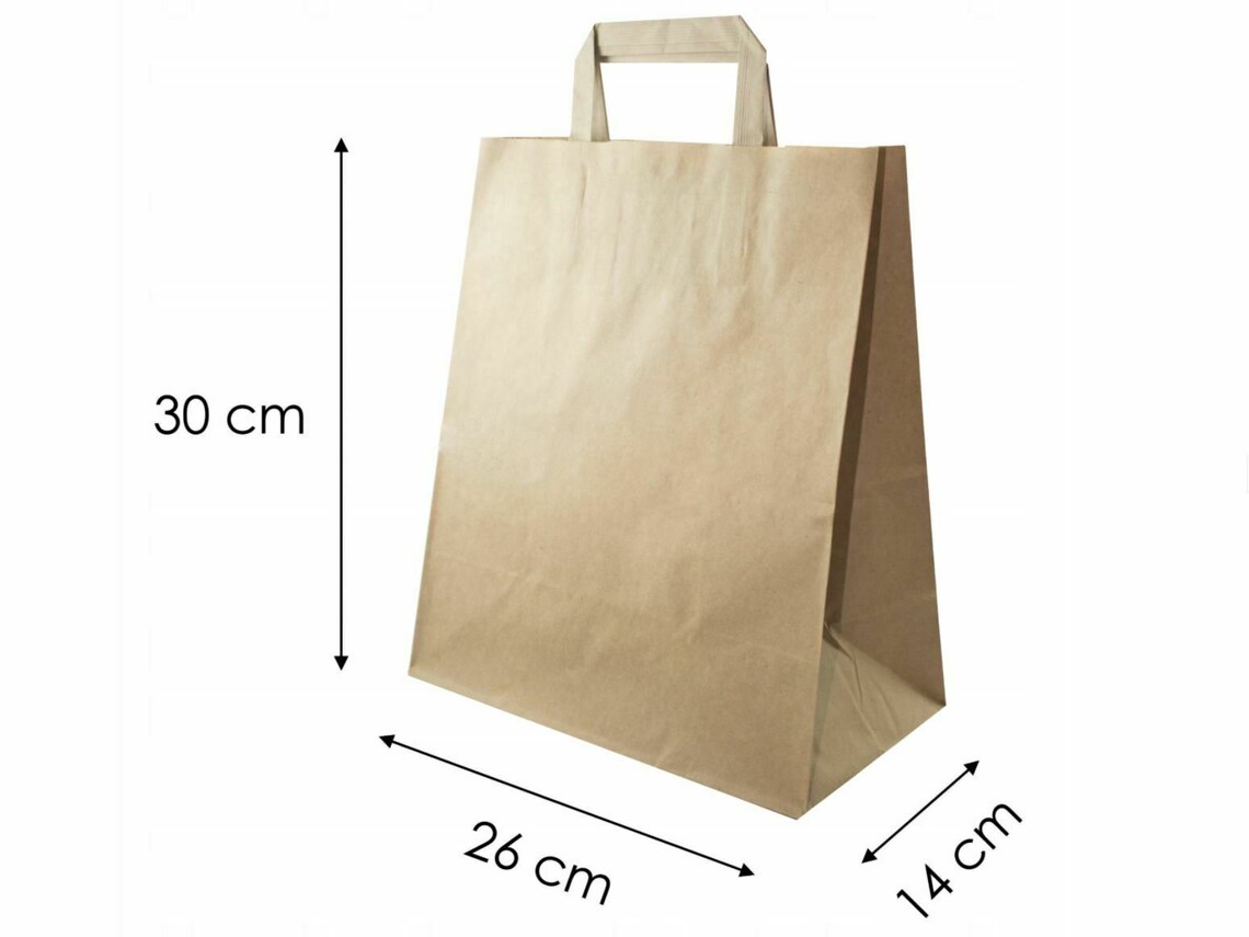 3-Large Brown Handle Carrier Bag