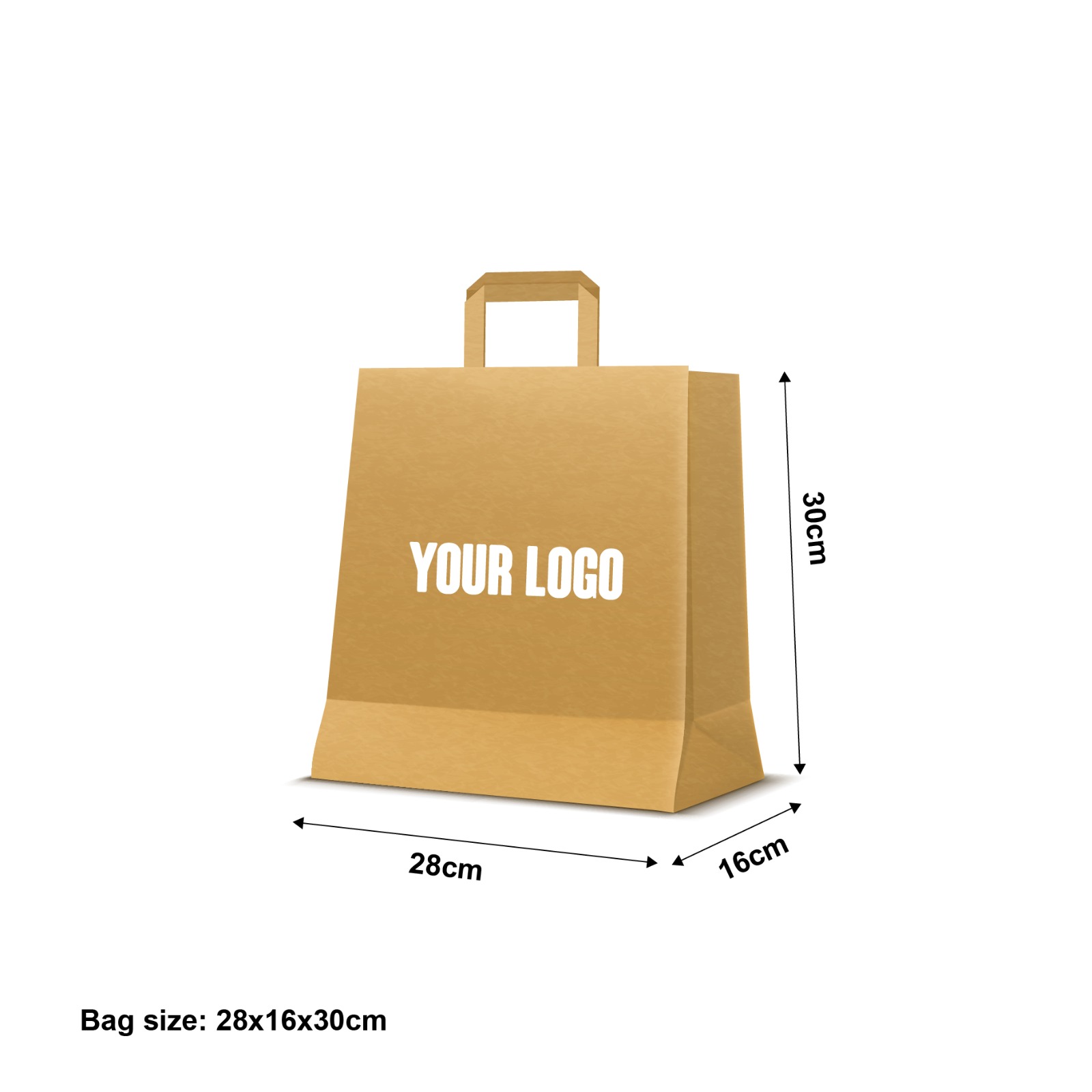 Large Brown Handle Carrier Bag for Small Fish and Chips Box