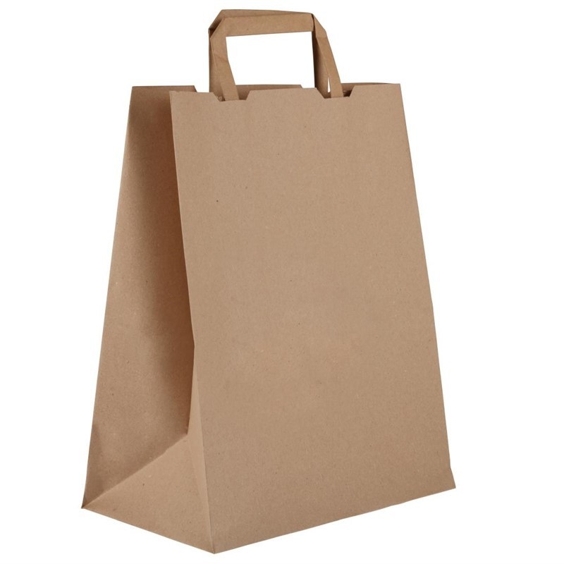 3-Large Brown Handle Carrier Bag